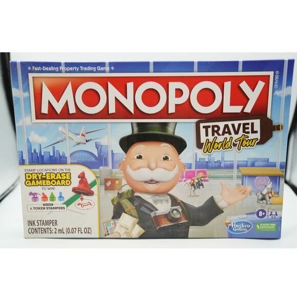 Monopoly Travel World Tour Board Game Hasbro New Sealed Minor Box Wear - Picture 1 of 3